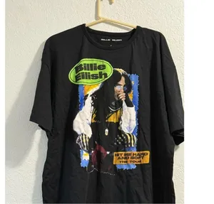 Women's Billie Eilish Tour Oversized Short Sleeve Graphic T-Shirt Black L thumbnail 3