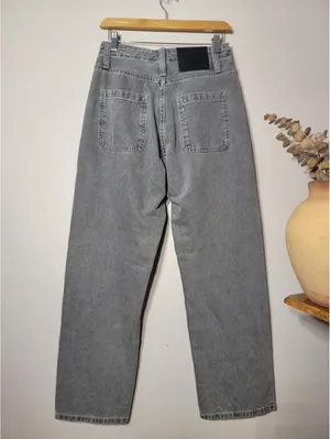 Zara Y2K Gray Wide Leg Tie-Waist Jeans Streetwear Sz 28 thumbnail 8