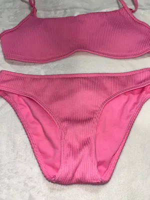 Hollister Pink Ribbed Swim Bikini Set thumbnail 3