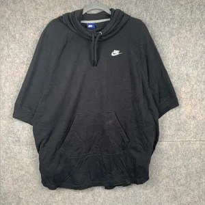 Nike Women's Size Large Poncho Oversized Boxy Pullover Hoodie Sweatshirt‎ Black thumbnail 2