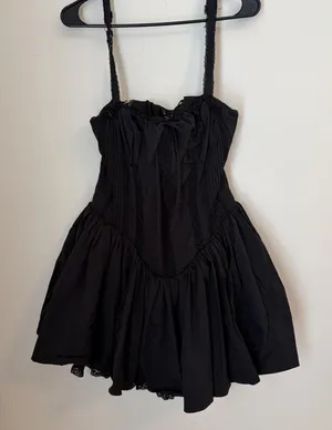 Windsor Large Black Corset Dress Whimsigoth Skater Mini Dark Romance Costume thumbnail 1