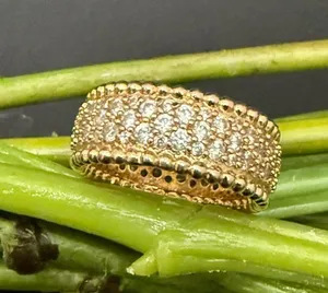 Unsigned Gold-plated Pave Crystal CZ Band Eternity Ring Size 8. thumbnail 1