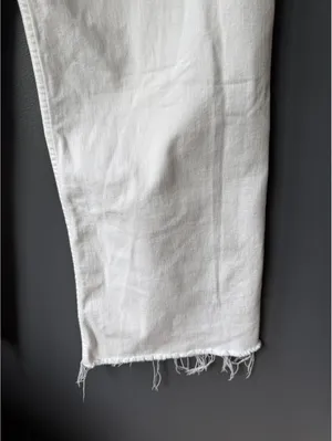 Zara The Marine Straight White Cropped Raw Hem Jeans Size EUR 34 / US 2 thumbnail 10