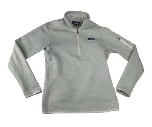 Patagonia women's medium better sweater off white cream 1/4 zip pullover outdoor thumbnail 1