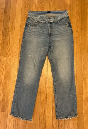 Express Frayed Waist Raw Leg Jeans Size 12 thumbnail 1