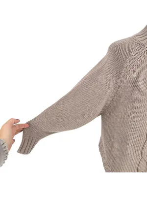 Nanette Lepore Cable Knit Mock Neck Sweater Beige Greige Coastal Cozy Size Small thumbnail 3