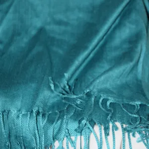 Teal Pashmina Style Scarf Wrap 26" x 70" w 4" Fringe thumbnail 2