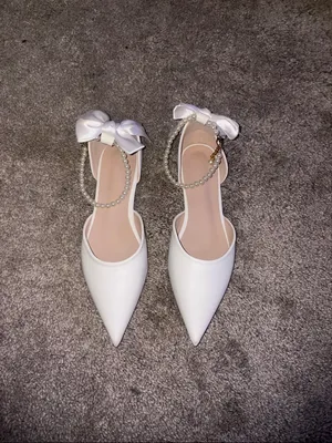 New Pointed Toe Slingback flats in crisp white with bow size 10 thumbnail 5