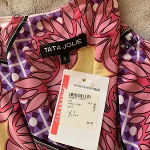 Tata Jolie‎ Floral Dress Geometric Print Hi-Low Maxi Long Vibrant Summer Boho XL thumbnail 6