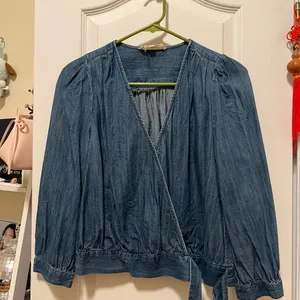 Denim Wrap Top Madewell thumbnail 3