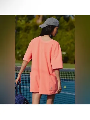 Fp Movement Hot Shot Tee Romper Onesie Oversized Size Small Neon Orange Nwot thumbnail 2