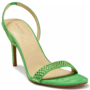 Marc Fisher Sandals Womens 7 Green Betila‎ Slingback Heels Rhinestone Accents thumbnail 1