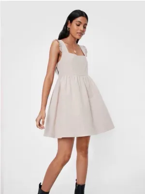 Nasty Gal Light Beige Square Neck Ruffle Strap Dress thumbnail 2