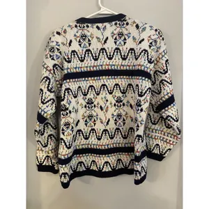Vintage 80's Bramble Lane Womens Medium Ski Sweater Multi‎ Color Navy Trim M thumbnail 4