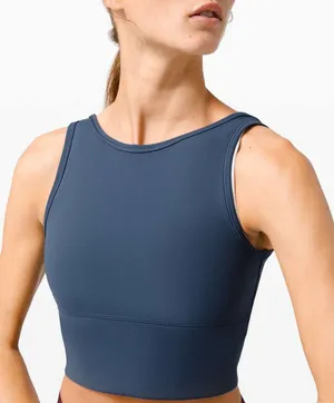 Lululemon Power Pivot Crop Train Tank Top‎ Iron Blue Reversible Gym Run Women 2? thumbnail 1