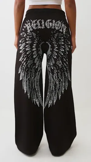 True Religion Winged Crystal Black Baggy Sweats thumbnail 2