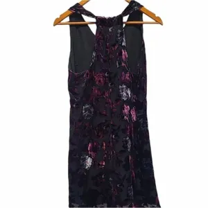 BB Dakota Purple Burnout Velvet Floral V-Neck Mini Dress Racerback‎ Small thumbnail 4