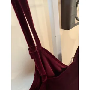 Band of the Free Women Burgundy Velvet Midi Dress V-Neck Pleated Bust Size L thumbnail 7