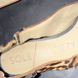 Sole Society Leopard Cow Hair Upper Slingback Point Toe Y2K Flats Women's Size 6 thumbnail 4