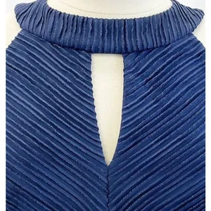 Eliza J Womens 12 Halter Neck Sheath Dress Navy‎ Blue Metallic Stripe Cutout thumbnail 7