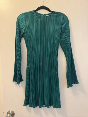 12th Tribe Tate Emerald Plisse Mini Dress thumbnail 5