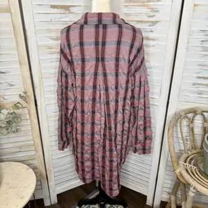 CUTLOOSE Women's XL Plaid Long Sleeve Shirtdress Maroon Burgundy Y2K Grunge thumbnail 14