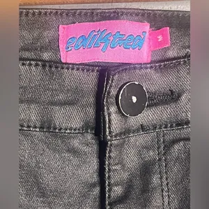 EDIKTED Luna Faux Leather Flare Leg Black Pants in size Medium. thumbnail 6