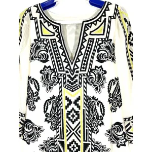 Alice + Olivia Woman's Lowell Embroidered Shift Mini Dress Size XS Ivory Black thumbnail 4