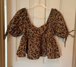 English Factory leopard print peplum top thumbnail 1
