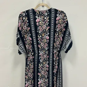Minkpink Navy Floral Button Front Maxi Dress Boho Tassel Waist Pink Cream Medium thumbnail 6
