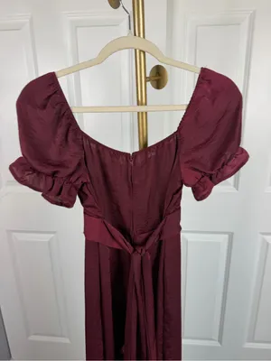 Altar’d State Burgundy Puff Sleeve Wide Leg Jumpsuit Sz S NWOT Fall Boho thumbnail 9