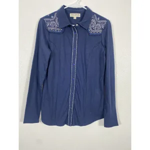 Idyllwind Navy Embellished Top size XS Cowgirl core rodeo style edgy western thumbnail 4