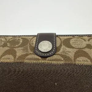 Coach Signature C Slim Brown Coated Canvas Leather Wallet thumbnail 2