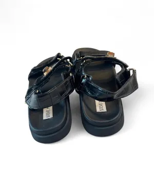 Steve Madden black crocodile textured sandals #stevemadden #crocodile thumbnail 3