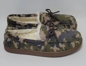 Club Room Faux Fur Lining Camouflage Moccasin Slip On Boat Shoes Size M 8-9 thumbnail 1
