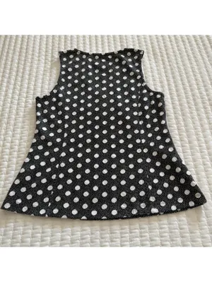 Anthropologie Maeve Polka Dot Black & White Sleeveless Blouse Top Sz M Medium thumbnail 9