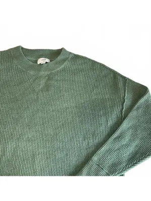 Aerie Cozy Ribbed Knit Crewneck Sweater RN: 54485 In Green, Woman’s Size Small thumbnail 2