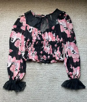Free People Daphne Floral Lace Blouse NWT Small thumbnail 1