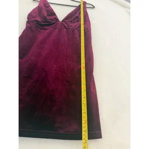 Lulus Velvet Mini Dress Womens Large Burgundy Wine Deep V-Neck Cocktail Party L thumbnail 2