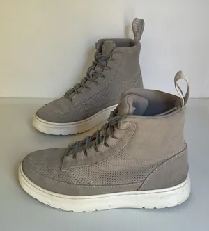 Dr. Martens Kamar Suede High Top Sneakers Women’s 8 Gray Taupe Perforated Boots thumbnail 1