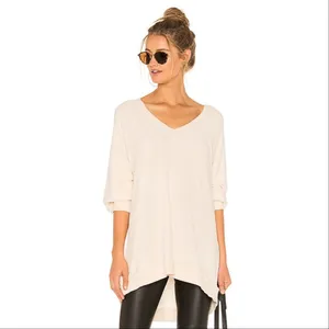 Free People Take It Off‎ Sweatshirt Inside Out Raglan Slouchy Ivory XS thumbnail 2