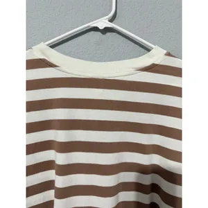 Old‎ Navy Womens T-Shirt 3X Brown White Striped Oversized Cotton Short Sleeve thumbnail 10