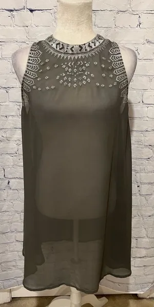 Anthropologie embroidered sheer gray minidress by Altr'd State Size Large thumbnail 1
