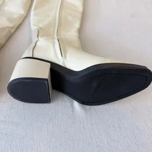 Franco Sarto Dorica Tall Boots 5.5M Cream Leather Block‎ Heel thumbnail 3