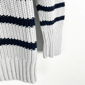 J. CREW Gray Striped Ripplestitch Knit Sweater Size Small Preppy Nautical Casual thumbnail 5