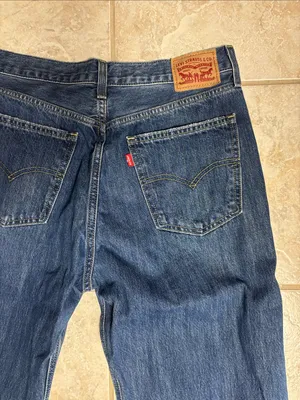 Levi “Low Pro Straight” Distressed Jeans in Dark Blue thumbnail 8