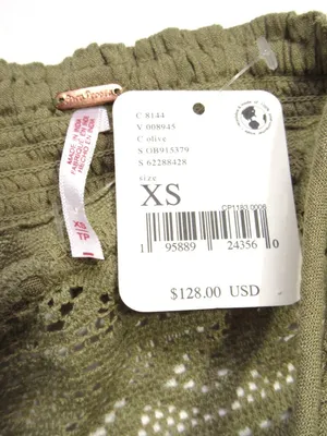 NWT Free People Santa Maria Maxi in Olive Green Crochet Lace Trim Dress XS thumbnail 8