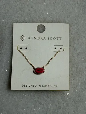 Kendra Scott Gold Chain Necklace Hot Pink Lip Enamel Pendant New thumbnail 6