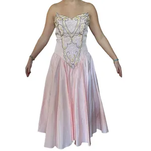 1980s ZUM ZUM Pink Strapless Beaded Sweetheart Prom Dress – ILGWU USA small thumbnail 5