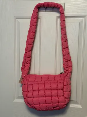 Free People Quilted Hot Pink Puffer Crossbody Bag thumbnail 4